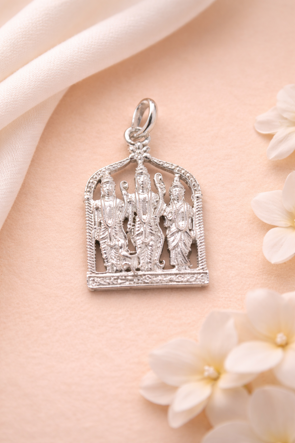 Ram Darbar silver pendant oxidized design