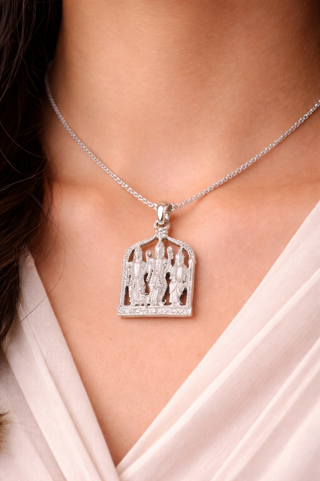 Ram Darbar silver pendant oxidized design