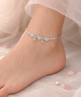 heart charm silver anklet for women stylish payal silveradda