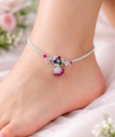 multicolor silver anklet for women