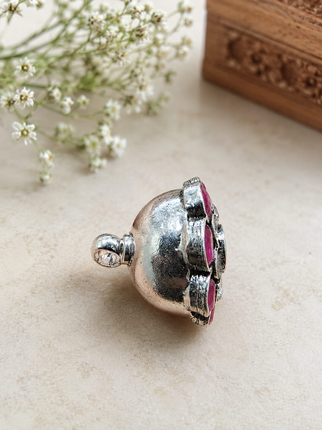 925 Silver Pink Floral Rakhdi for Women | Silveradda