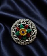 Vintage Floral Pattern Silver Rakhdi – Traditional Design | Silveradda